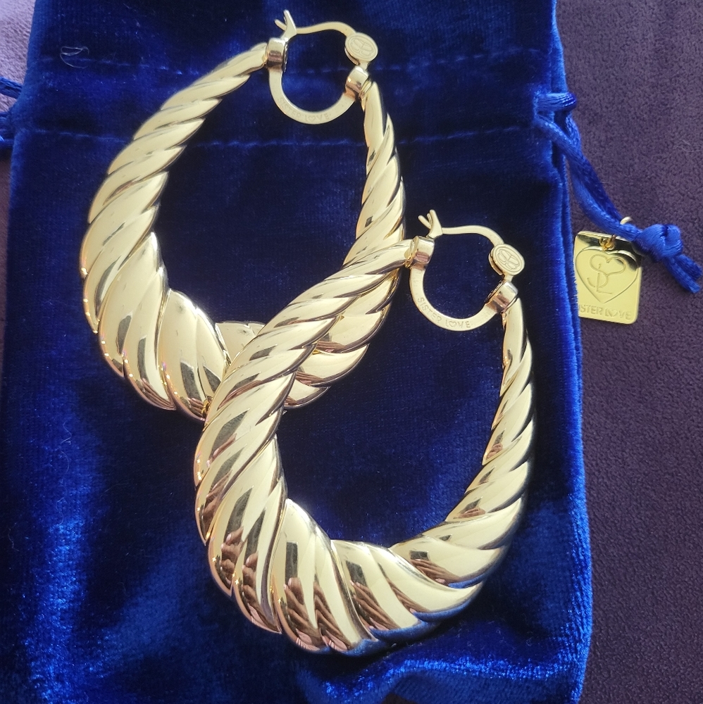 18kt gold over sterling silver large hoop earrings